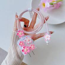 Rose Butterfly/Star/Heart/Epoxy Style Apple Data Cable Protector Sleeve Compatible With Apple 18-20W Charger Protective Case Prevents Breakage - Multicolor - View 4