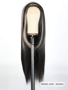 26 Inch Women's Long Straight Synthetic Wig With Highlights, Heat-Resistant Semi-Woven Hair, Smooth And Realistic, Suitable For Daily Wear, Cosplay And Various Occasions, Halloween - Piano Color - View 3