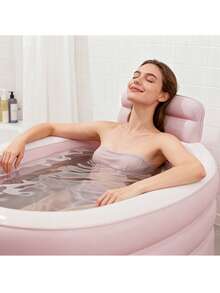 Freestanding Bathtub, Inflatable Bathtub, Bath Ball (Random Color) Combo Set, Perfect For Bathroom Bathing, After-Work Relaxation, Gym Ice Bath Tub, Durable PVC Material, Foldable Storage, 2 Size Options, Free Bath Ball, Suitable For Small Bathrooms, Summer Bathing Pool - A - View 2