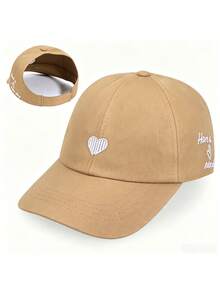 1pc Women's Fashion Heart Pattern Sun Hat, New Casual Street Multi-Purpose Sun Protection Breathable Comfortable Outdoor Sports Leisure Baseball Cap, Suitable For Daily Wear Ponytail Hat - Multicolor - View 15