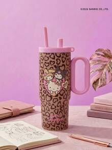 HELLO KITTY AND FRIENDS | Joivida 24盎司不锈钢保温水瓶/咖啡杯，带把手和吸管，防漏，保温（可保持饮品冷热） - 棕色 - 查看 2