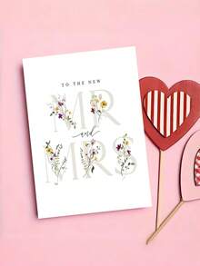1 tấm thiệp cưới hoa "To The New Mr And Mrs" kèm phong bì, thiết kế hoa dại màu nước, thiệp chúc mừng tân hôn thanh lịch cho các cặp đôi & bạn bè, bên trong để trống cho đám cưới & đính hôn - A - Xem 3
