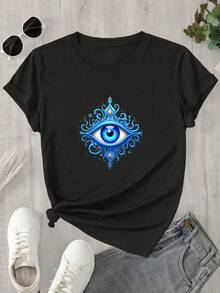 Halloween Graphic T-Shirt - 黑色 - 查看 1
