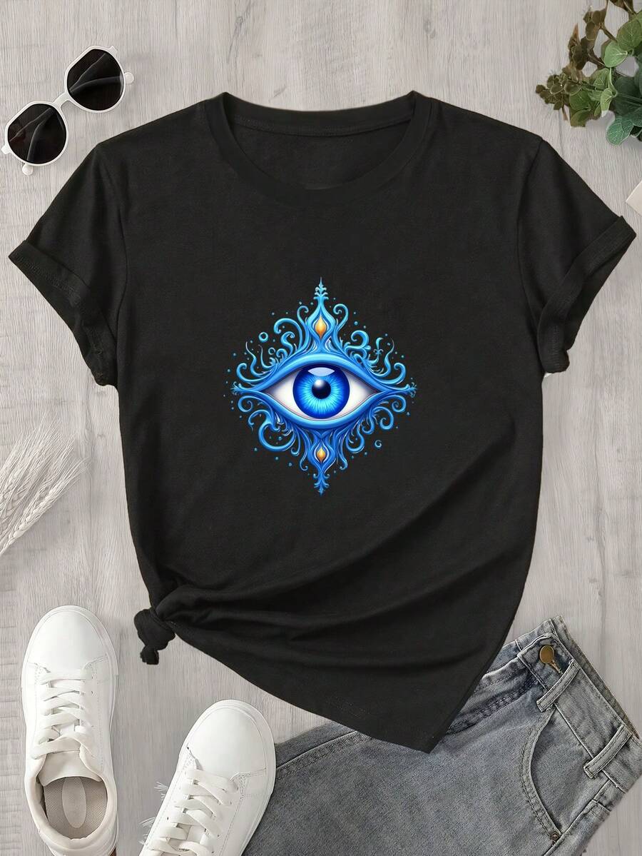 Halloween Graphic T-Shirt - 黑色 - 查看 1