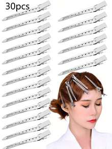 Bộ 10/20/30/50 kẹp tóc kim loại, phù hợp để tạo kiểu, chia tóc, dùng trong salon, tỉa gốc, làm mỏng, phụ kiện tóc DIY, kẹp làm phồng chân tóc, kẹp tóc làm phồng thần kỳ, kẹp tóc mái không để lại nếp, kẹp định vị vùng tóc - Bạc - Xem 13