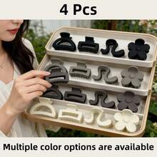 4pcs/Set, Versatile Hair Clips With Anti-Slip Grip Design Suitable For All Hair Types, Fashion Hair Accessories For Women And Girls - Multicolor - View 1