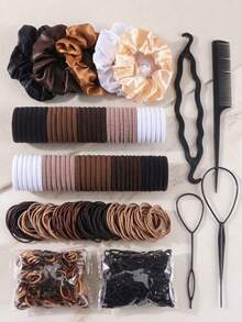 1109pcs/Set Large Hair Tie Set, Korean Style Fresh Minimalist Hair Bands Hair Ropes Hair Accessories - Multicolor - View 4