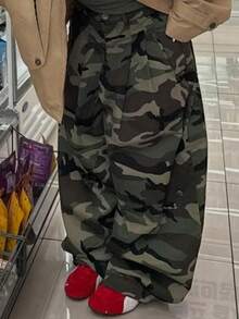 Streetwear Y2K Camo Print Extreme Oversized Baggy Cargo Pants Wide Leg Skater Trousers For Hip Hop Aesthetic - Estampado de camuflaje - Ver 7