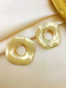 1 PC Simple Fashionable Exclusive Oversize Molten Smooth Chunky Hoop Statement Earrings For Party And Daily Dress   - Earrings - View 3