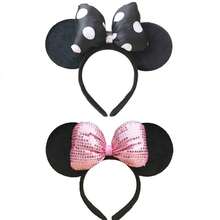 Disney 2入米奇老鼠耳朵髮箍，生日裝扮髮箍，女性成人藍色亮片老鼠耳朵髮箍附城堡蝴蝶結，適合樂園佩戴 - Q - 查看 16