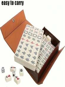 Mini Mahjong Travel Set, 144pcs Portable Chinese Classic Board Game, Adult Mahjong Set With Storage Box, Gift For Family And Friends - A - View 8