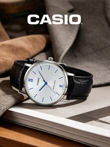 銀色錶盤商務休閒手錶 30M 防水極簡主義皮革男錶,CASIO MTP-VT01L-7B1 - 白色 - 查看 4