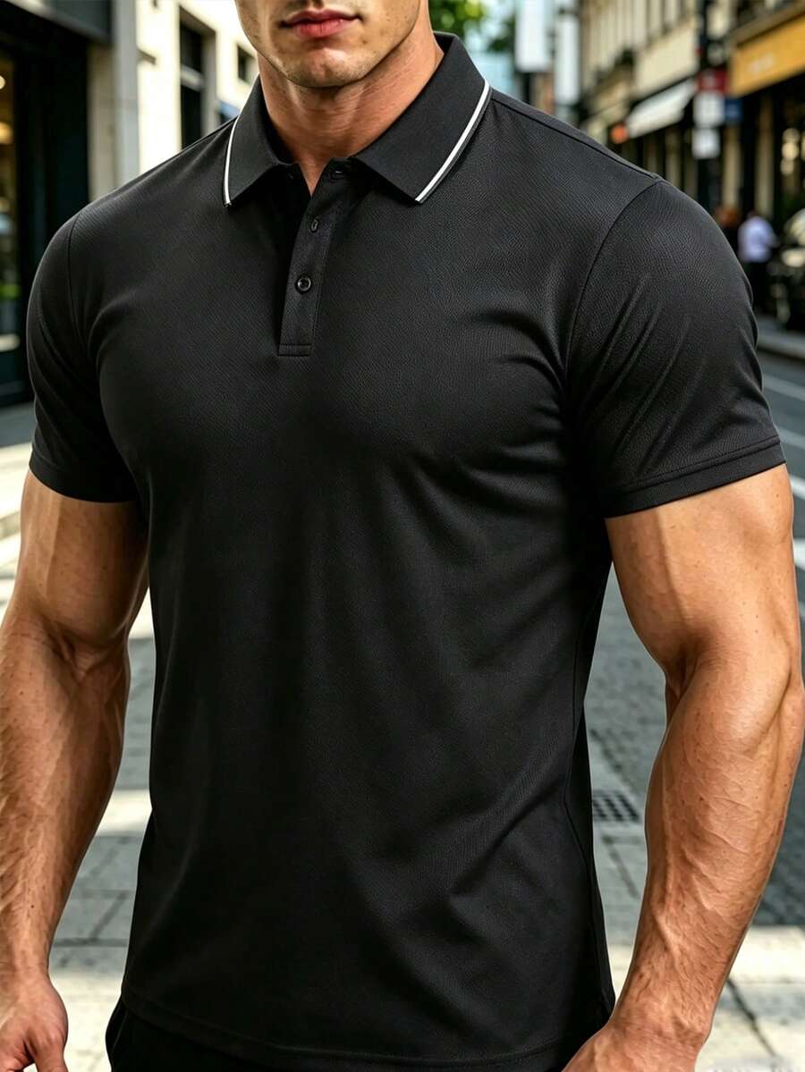 Quà tặng Ngày của Cha Áo POLO ngắn tay nam mặc hàng ngày phong cách công sở thường ngày, mềm mại, thoải mái, thoáng khí, chống nhăn, chống xù lông cho mùa hè