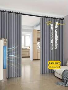 1pc Premium Minimalist Foldable Shower Curtain, Thickened Fabric, Waterproof And Mildew-Proof, With Cable Rings, Easy To Install, Foldable, With Magnetic Function And Tie Straps, Convenient For Storage, Suitable For Hotel, Home Bathroom Shower Room Use - Dark Grey - View 5