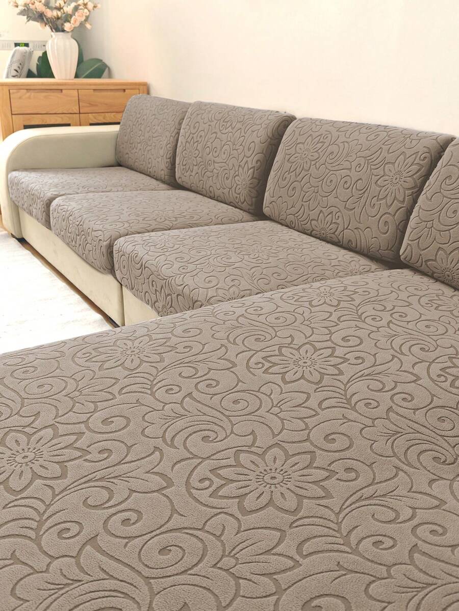1pc Solid Color High Elasticity Detachable Machine Washable Sofa Cushion Cover, Suitable For Living Room Polyester Sofa Cushion Cover Backrest Cover