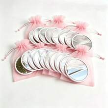 1/10/20pcs Round High Definition Portable Small Mirror With Pink Pouch, Handheld Mirror, Travel Makeup Mirror, Mini Makeup Mirror, Women's Valentine's Day Decorative Handheld Mirror, Carefully Shaped Mirror - A - View 3