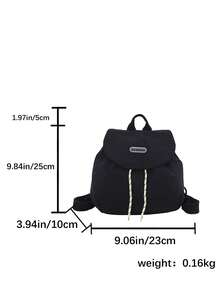 Mochila de estilo universitario con patchwork, casual y versátil, de gran capacidad, para exteriores, viajes, escuela y campus - Negro - Ver 2