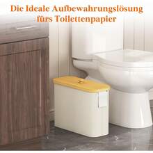 Toilettenpapier-Aufbewahrungskorb, Bambus-Badezimmer-mit Deckel für Schrank und Toilette - Elfenbein - Übersicht 2