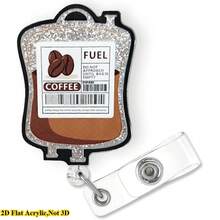 2D Model 1 Piece 1 Piece 1 Piece (But Often Used During Shortages) Retractable Badge Lanyard Suitable For Nurses - Fun Coffee Energy Glitter Badge Clip And Keychain With Durable Nylon Cord, Retractable Design, Suitable For Nurses, Registered Nurses, Nursing Assistants, Practicing Nurses, Medical Staff - Cute Nurse Gift 2D Flat Model - Acrylic (PMMA) - View 1