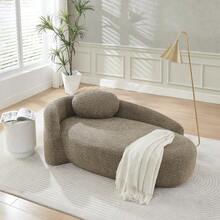 Minimalist Teddy Fleece Sofa With Rounded Design, Softly Padded Couch With Cushions, Versatile For Living Room, Bedroom And Studio. - 棕色 - 查看 9