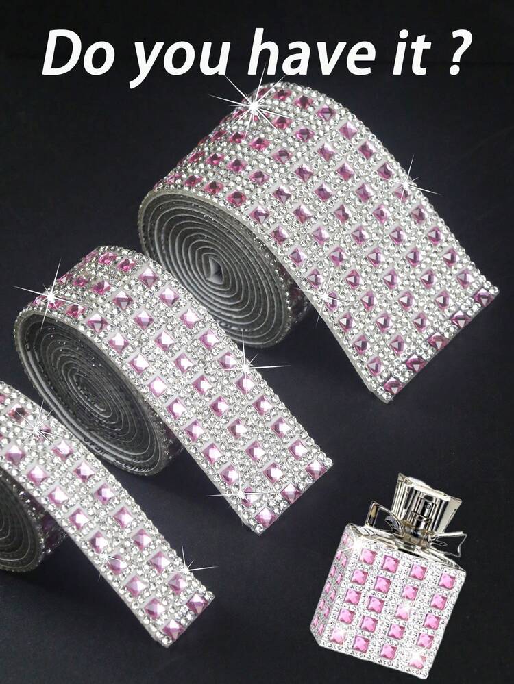 1 metro di nastro decorativo autoadesivo con strass rosa brillante, largo 9 mm, adatto per decorazioni fai-da-te per pareti domestiche, auto, abbigliamento, scatole, cornici, bottiglie, scarpe, cappelli e telefoni, decorazioni per feste - Taglia 1 piccola rosa - Visualizzare 1
