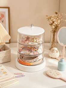 360° Rotating Baby Hair Accessories Organizer, Multi Layer Clear Storage Box For Hair Clips, Headbands, Nursery Room Desktop Display Container - Storage Rack - View 7