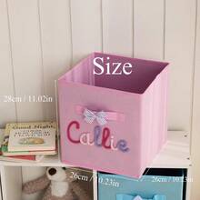 Customized Name Storage Box | Personalized Nursery Storage Cube | Home Decor | Children's Gift | Foldable Toy Bin | Nursery Gift - Multicolor - View 4