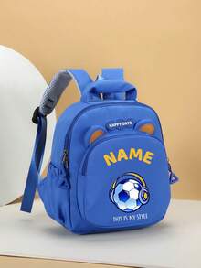 1pc Mini Personalized Bear Backpack For Back To School, Simple Cute Football Print, Zipper Closure, Nylon Material, Adjustable Shoulder Strap, Hand-Carry, Suitable For Classroom, Sports, Shopping, Daily Outings, Birthday Gift - Multicolor - View 10
