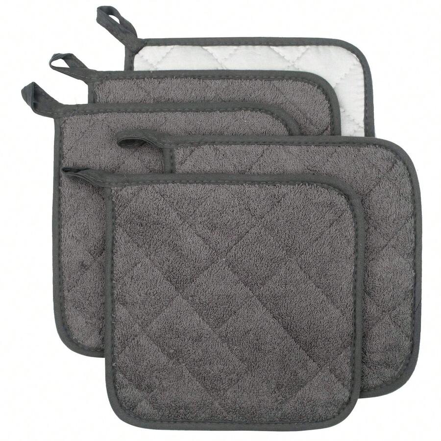 5pcs Kitchen Pot Holders, Kitchen Hot Pads, Countertop, Oven Rack Bulk, Kitchen Heat-Resistant Mat Set, Gray - Grey - View 1