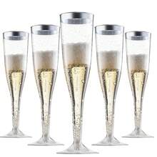 8|20|60 pezzi Bicchieri da champagne con bordo argentato, bicchieri da cocktail a stelo lungo con glitter, adatti per bevande e bevande in polvere, bicchieri da cocktail riutilizzabili trasparenti da 4,5 once, adatti per feste, matrimoni e grandi eventi, forniture per feste della Festa della Mamma e della Festa del Papà, forniture per lauree e ritorno a scuola - Visualizzare 3