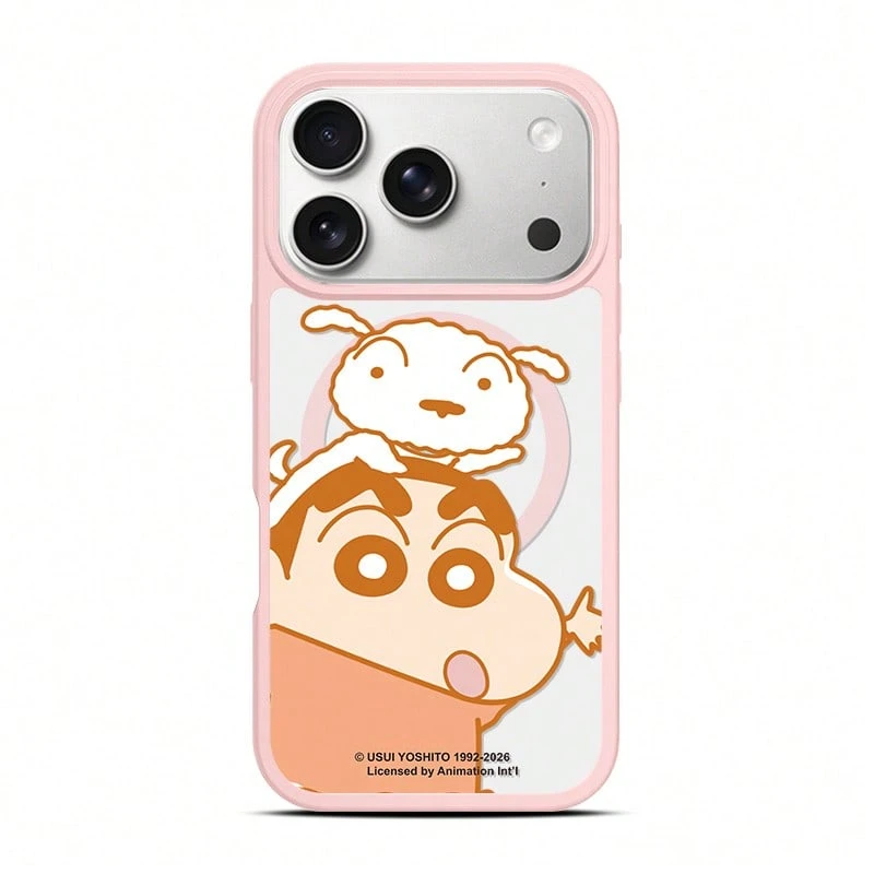Miniso Crayon Shin-Chan Cartoon Cute MagSafe Magnetic Charging Protective Case Compatible With IPhone 17 Pro Max/18 Pro/18 Pro Max/17 Pro/17 Air/16 Pro/15/16 Plus/14/13/15 Pro Max/12 Pro Japanese Anime Style For Apple - Pink - View 1