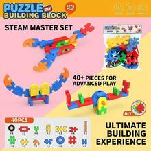26-40pcs Building Block Educational Toy Set With Connectors And Tires, Creative Back To School Party Gift For Kids, Random Colors And Shapes - Educational Interlocking Building Blocks (26 Pieces) - View 4