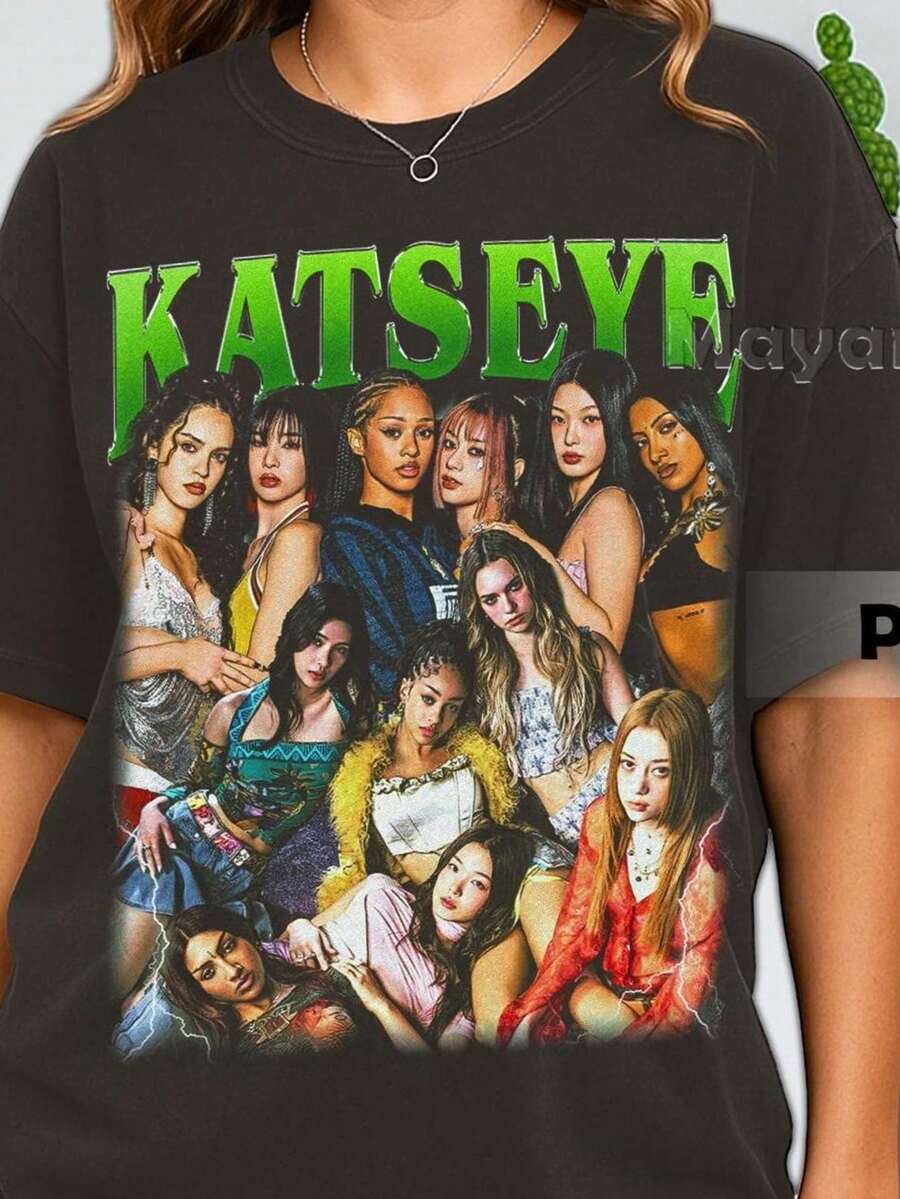 Maglietta Del Tour "The Beautiful Chaos" Di Katseye Del 2026, Felpa Grafica "Gnarly Teem Retro Pop Vibes", Regalo Per I Fan Di Katseye. - 後六 - 查看 1