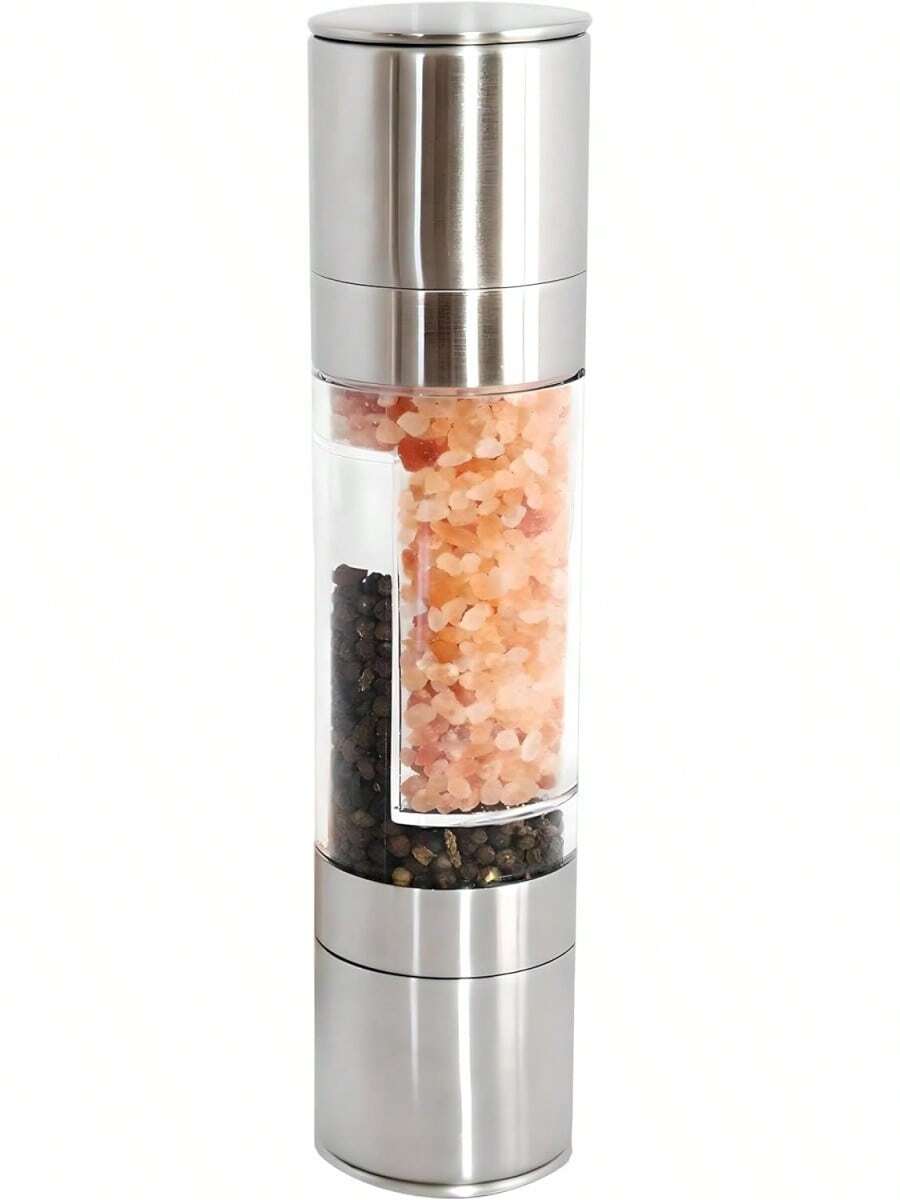 All-In-One Salt And Pepper Grinder Set, 2-In-1 Double Grinder Combo, Stainless Steel, Pure Ceramic Grinders 8TSK - 1 - View 1