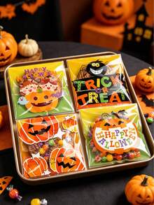 100 piezas Bolsas de regalo de Halloween, Bolsas autosellantes, Decoraciones de Halloween, Bolsas de almacenamiento, Decoraciones para fiestas de Halloween, Bolsas para envolver regalos, Suministros para fiestas de Truco o , Decoraciones de Feliz Halloween, Bolsas de golosinas, Decoraciones de Halloween aterradoras, Decoraciones de atmósfera espeluznante - Calabaza naranja - Ver 3