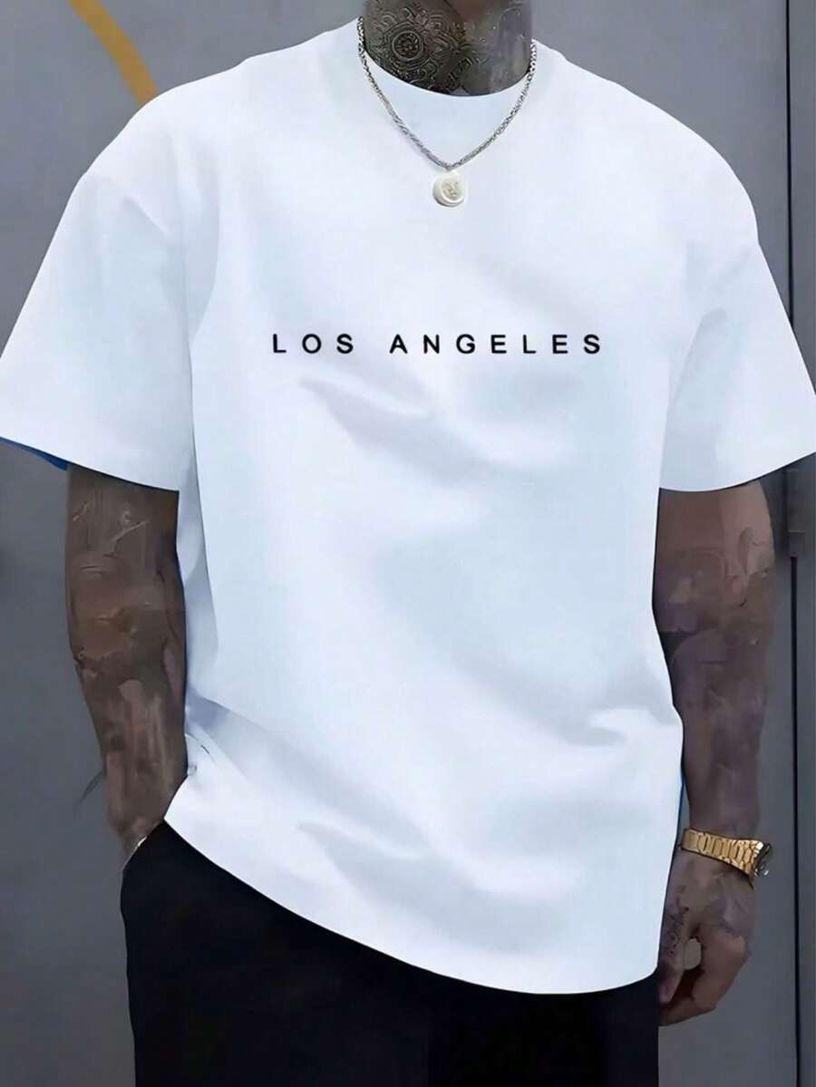 Camiseta Masculina Estampa Estilo Casual Moderno Blusa Manga Curta Gola Redonda 100% Algodão Modelo de Primavera Verão Maximo Conforto - Branco - Visão 1