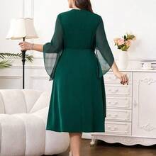 jianchaimaoyi02 Reflora Vestido de fiesta elegante de talla grande con decoración de cristales - Verde - Ver 10