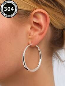 1 Pair Charming Hoop Earrings, Designed For Women, Suitable For Wedding, Engagement, Anniversary Party, Valentine's Day Gift - Silver - View 8