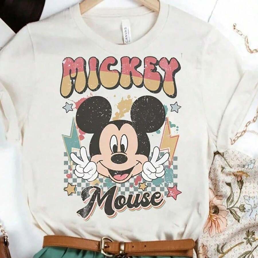 Retro Mickey Mouse Sweatshirt | Disneyland Mickey T-Shirt | Disney Family Matching Tee | Magic Kingdom Shirt | Disney Xmas 2026  -- Disneys Disneyland Paris The Magic Kingdom Disneyesque The House Of Mouse Mickey Mouse Empire Modest Summer Outfits Take That T Shirt Summer Coord Tops For Women Summer Summer Clothes Women Summer Clothes Summer Tops Summer Tops Women Summer Co Ord Summer Top Summer Outfits White Top Black Top Holiday Outfits For Women  Tops For Women Summer Holiday Gifts Valentine's Day Gifts Earth Day Gifts Oktoberfest Gifts Summer Bank Holiday Gifts - White - View 1