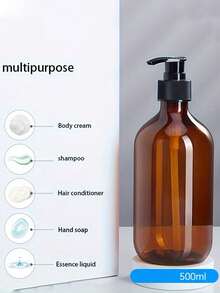 300ml/500ml Refillable Amber Plastic Pump Bottle, Unscented, Latex-Free, Suitable For Shampoo, Lotion, Gel, Cosmetics, Bathroom Products - A - View 10