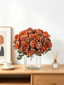 1 pieza Flor de bola de fénix artificial, adecuada para decoración del hogar, exterior, jardín, decoración del patio, regalo DIY, regalo del Día de San Valentín, hotel, fiesta, boda, decoración de mesa - naranja - Ver 5