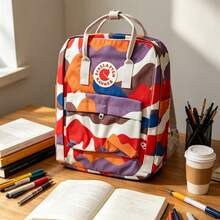 1 Piece Waterproof Canvas Backpack With Art Print, Adjustable Straps, Large Capacity, Zippered Pocket For School, Everyday Use And Outdoor Activities - 夏景 - 查看 1