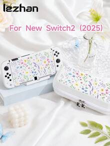 1pc Daisy Cute Floral Pattern Protective Case, Compatible With New Switch 2 (2025), Switch NS/Switch OLED, Suitable For Switch 2 Game Console Accessories, Full Set, Storage Bag, Card Slot Dock Shell, Switch Protective Case, Romantic Gift For Switch Players - Multicolor - View 1