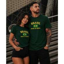 Kit Of 2 Couple's T-Shirts - Brazil Road To The Hexa (Brazilian National Team) World Cup 2026 - Unisex Shirt For Women And Men - 軍綠色 - 查看 2