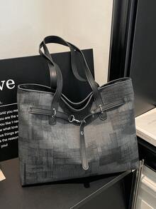 Large Capacity Women's Tote Bag, New Minimalist Commuter Shoulder Handbag - Multicolor - View 7
