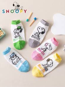 1/5/10 Paar authentische Snoopy Sockenmuster Kinder Kurzsocken, gestreiftes Polka Dot buntes minimalistisches Muster Dopamin Farbschema Welpenmuster Lässig Sport Kurzsocken, süßes Cartoon Muster einzigartiges Snoopy Socken Jungen Mädchen Sommersocken, geruchshemmend schweißabsorbierend vielseitig Sport Crew Socken Cartoon Muster - Verschiedenfarbig - Übersicht 8