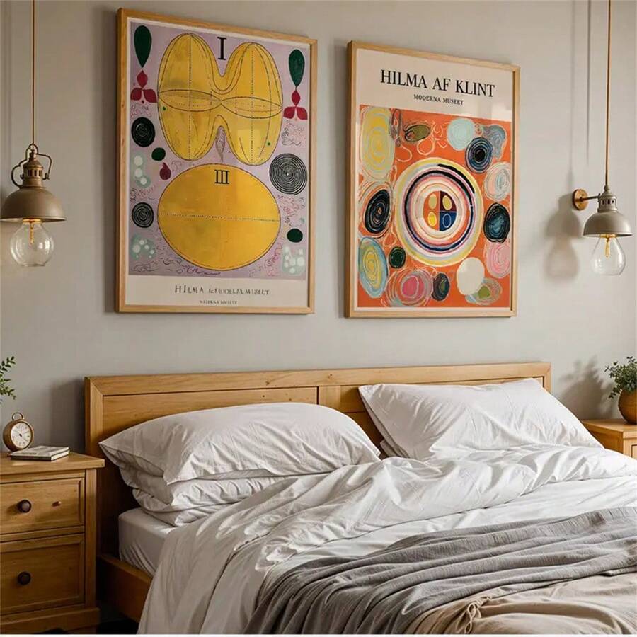 抽象壁畫 Hilma Af Klint 海報 幾何形狀帆布印花 靈性藝術壁飾 帆布藝術印花 適合客廳 臥室 書房 喬遷禮物 生日禮物 週年禮物 可選配框 - 多色 - 查看 1