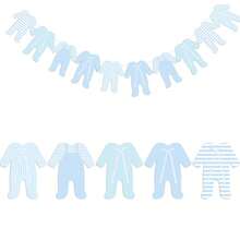 Blue Baby Clothes Banner, Baby Boy Shower Decoration Garland, Newborn Hanging Banner Suitable For Baby Shower, Gender Reveal, Welcome Baby Party, Nursery Wall Decor Photo Backdrop Prop - Multicolor - View 7