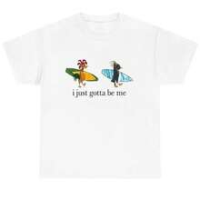 "Go With The Flow" Printed T-Shirt Soft Breathable Cotton Casual Loose Top Comfy Summer Tee For Outdoors And Travel - White3 - View 7