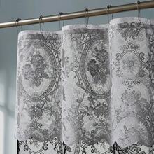 NOIR Gothic Vintage Shower Curtain With Valance For Goth Bathroom Decor - White With White Valance - View 6
